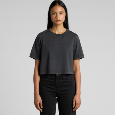4086 Women's Stone Wash Heavy Crop Tee Thumbnail